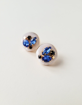 Earrings "Luxurious" blue and white